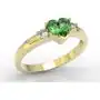 Węc - twój jubiler Pierścionek z żółtego złota z zielonym topazem w kształcie serca i diamentami jp-90z Sklep
