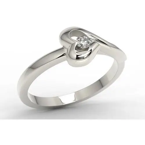Węc - twój jubiler Pierścionek zaręczynowy w kształcie serca z białego złota ap-1610b z brylantem