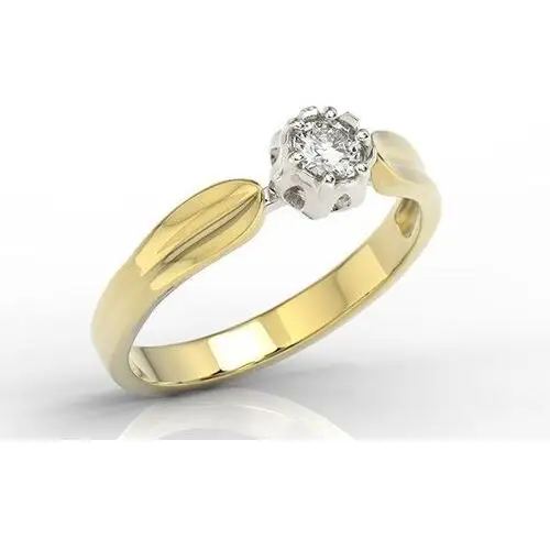 Węc - twój jubiler Pierścionek zaręczynowy w kształcie konwalii ap-4020zb z żółtego i białego złota z brylantem 0,20 ct