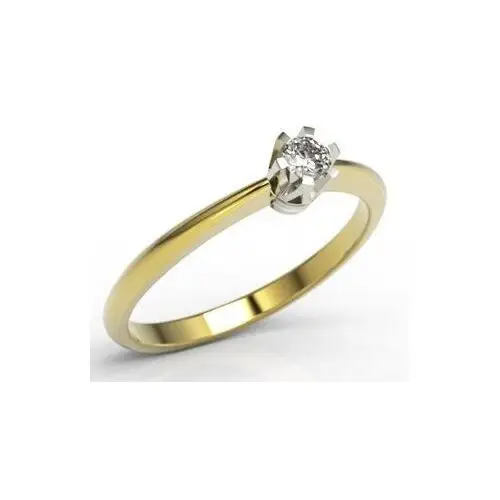Węc - twój jubiler Pierścionek zaręczynowy z żółtego i białego złota z brylantem jp-2508zb