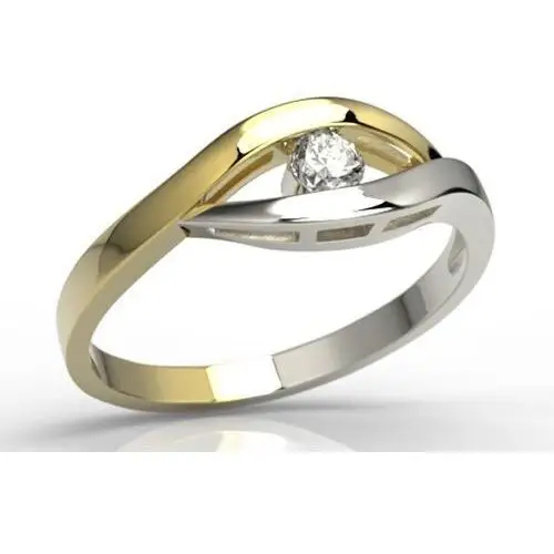 Węc - twój jubiler Pierścionek zaręczynowy z żółtego i białego złota z diamentem lp-9910zb