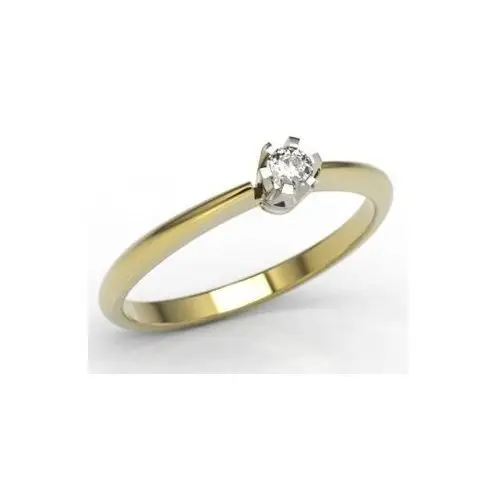 Węc - twój jubiler Pierścionek zaręczynowy z żółtego i białego złota z brylantem jp-2506zb
