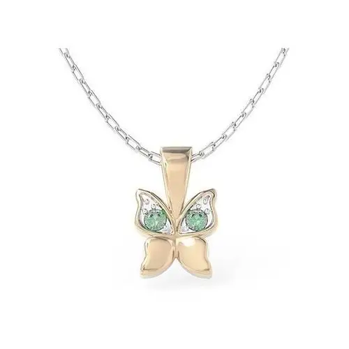 Węc - twój jubiler Wisiorek w kształcie motyla z różowego złota z zielonymi cyrkoniami bpw-88p-r-c