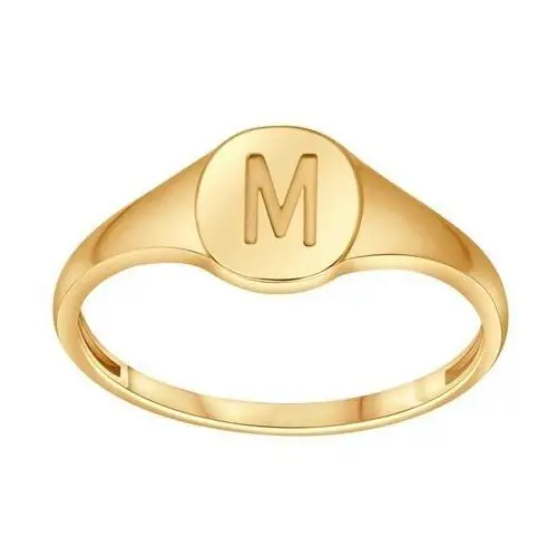 Pierścionek złoty - litera M, kolor żółty