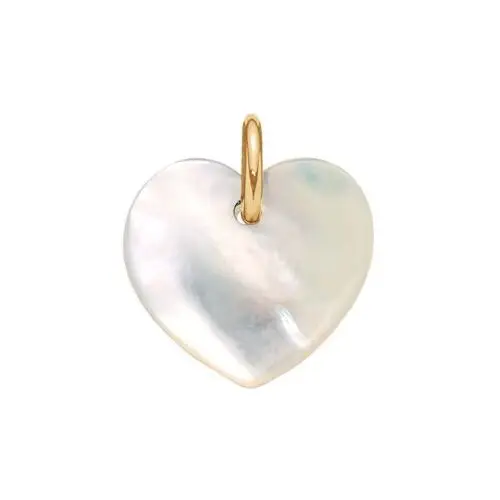Zawieszka serce z masy perłowej pozłacane 1,5 cm, kolor beżowy