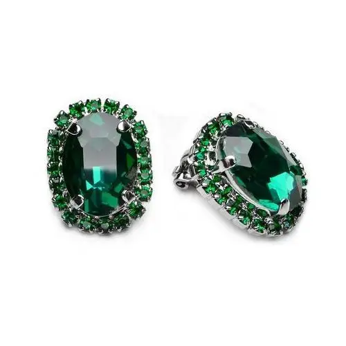 Zielone Klipsy Swarovski Emerald Modne, kolor zielony