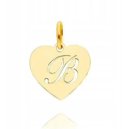 Złota zawieszka literka B w sercu na łańcuszek Pr. 585