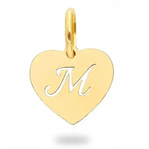 Złota zawieszka literka M w sercu na łańcuszek Pr. 585