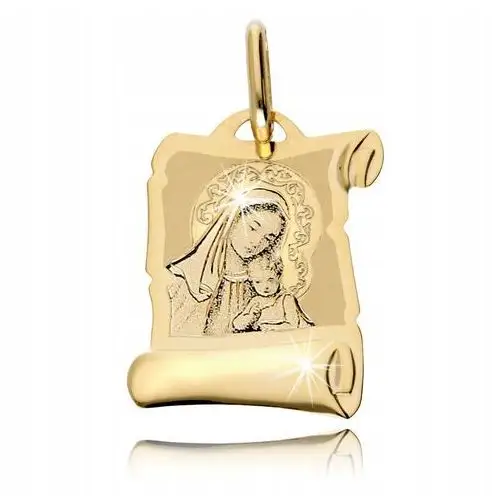 Złoty Medalik Matka 585 Chrzest Komunia, kolor żółty