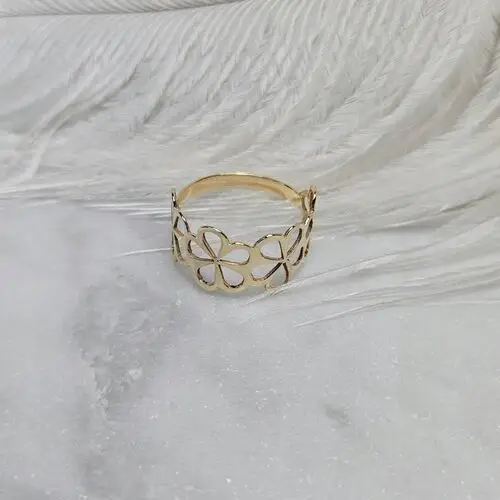 Złoty pierścionek z kwiatkami pr.585