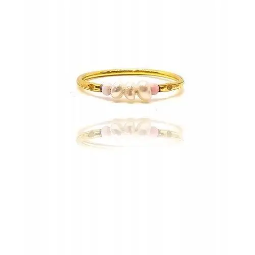 Złoty pierścionek z perłami i opalami perła hodowlana opal srebro 925, kolor żółty
