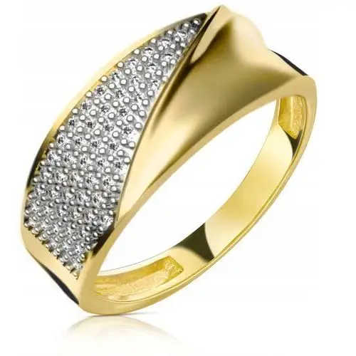 Złoty Pierścionek Zaręczynowy 585 14K Cyrkonia r11