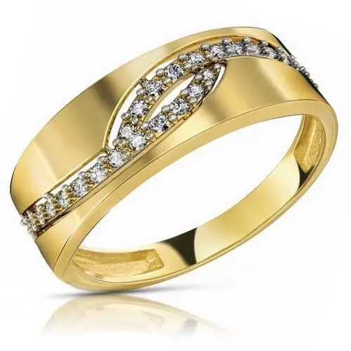 Złoty Pierścionek Zaręczynowy 585 14K Cyrkonia r25