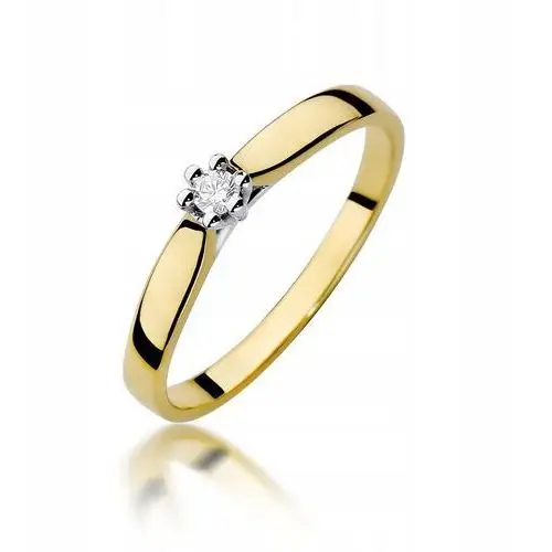 Złoty Pierścionek Zaręczynowy 585 Brylant 0,04ct, kolor żółty