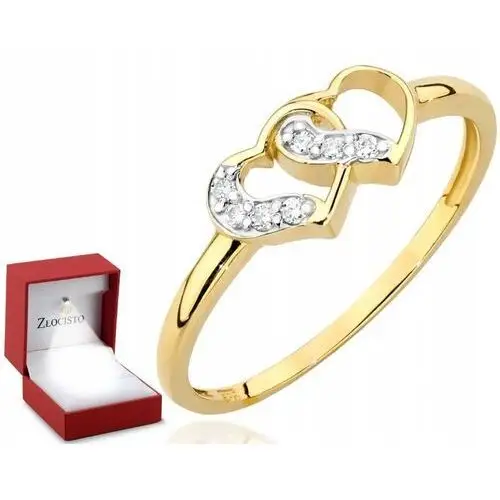 Złoty pierścionek zaręczynowy 585 serce Walentynki