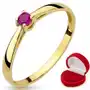 Złoty pierścionek zaręczynowy z rubinową cyrkonią 333 8K r 19, kolor żółty Sklep
