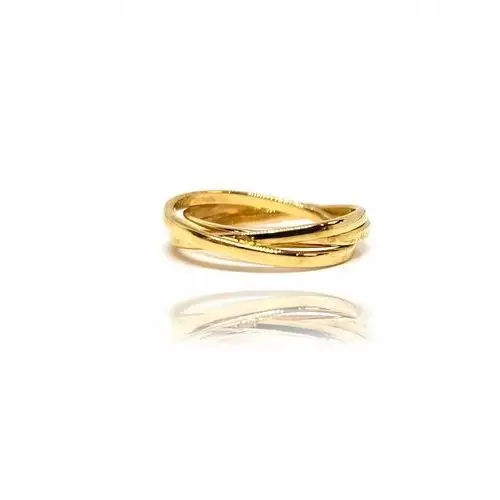 Złoty potrójny pierścionek 3w1 srebro 925 trzy obrączki